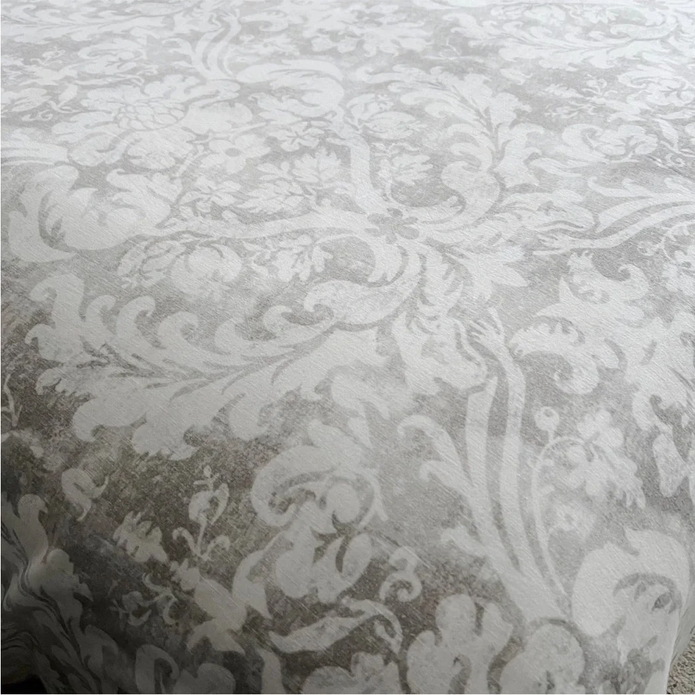 Pottery Barn Talisa Damask Medallion KING Duvet Cover Gray Linen Cotton Blend PB